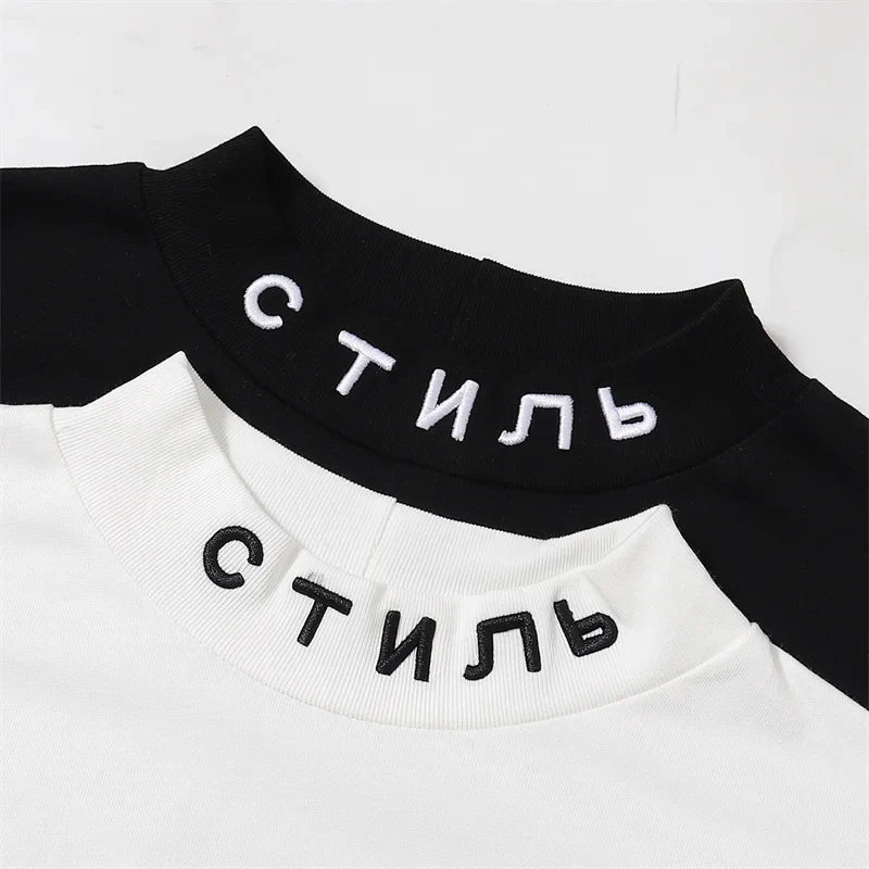 Black White Classic Letters Embroidery T-Shirt Men Women Simple Oversized Best Quality T Shirt Tops Casual Fashion Tees