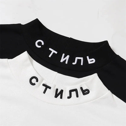 Black White Classic Letters Embroidery T-Shirt Men Women Simple Oversized Best Quality T Shirt Tops Casual Fashion Tees