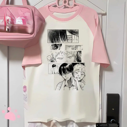 the Summer Hikaru Died top tees women aesthetic women 2000s Breathable top tees Pop Culture 2000s Grunge Psychedelic graphic