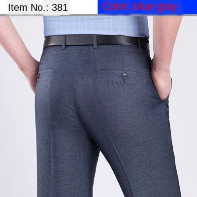 High Waist Double Pleated Men Suit Pants Summer Black Straight Office Formal Dress Trouser for Man Black Gray Size 40 42 44