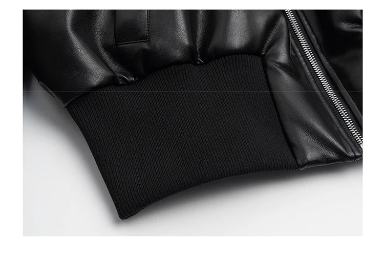 Autumn Winter Short Thick Warm Black Pu Leather Jacket Men with Long Sleeve Zipper Casual Luxury Designer Clothes