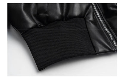 Autumn Winter Short Thick Warm Black Pu Leather Jacket Men with Long Sleeve Zipper Casual Luxury Designer Clothes