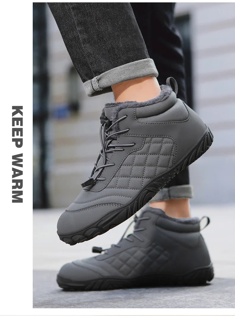 New Winter Booties Outdoor Waterproof Barefoot Boots For Men Ankle Boots Plush Warm Snow Shoes Non-slip Casual Sneakers Big Size