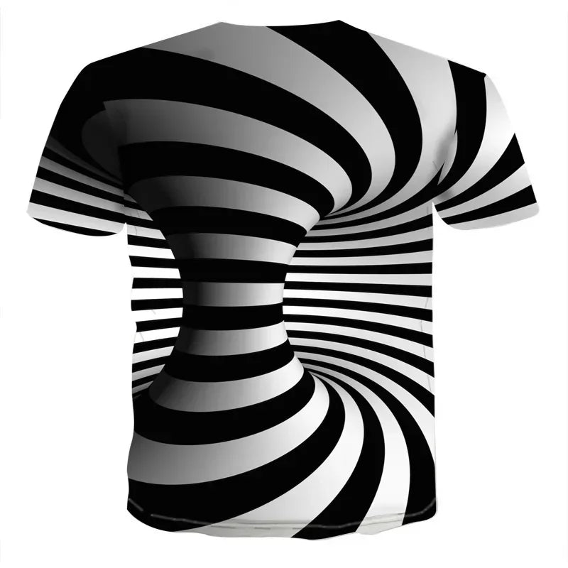 Men's 3D printed T-shirt, oversized loose fitting clothing for men, retro fashionable short sleeved top, fun and affordable roun