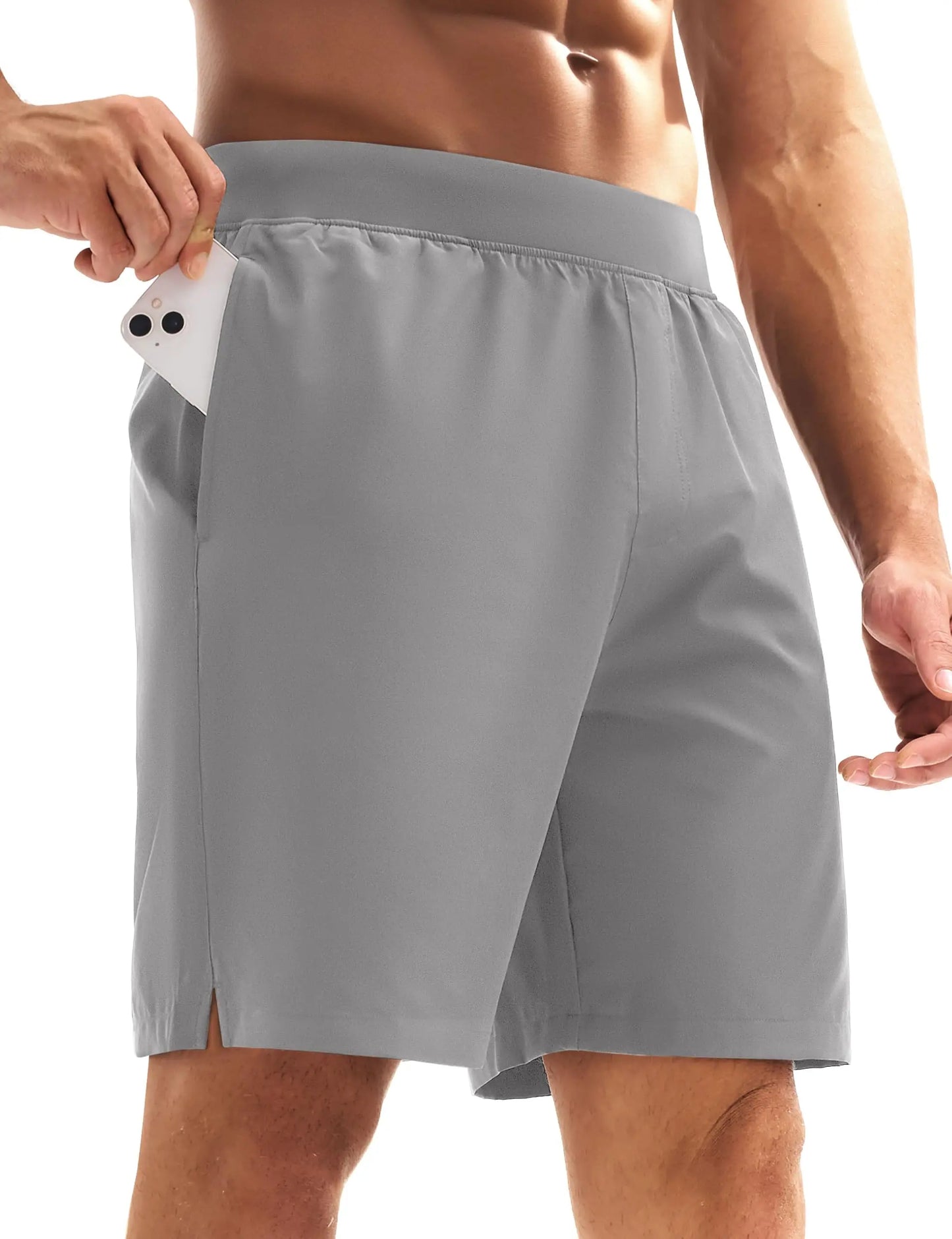 Men's UPF 50+ Athletic Running Shorts 8 inches Quick Dry Lightweight Workout Gym Sports Hiking Shorts with 3 Pockets
