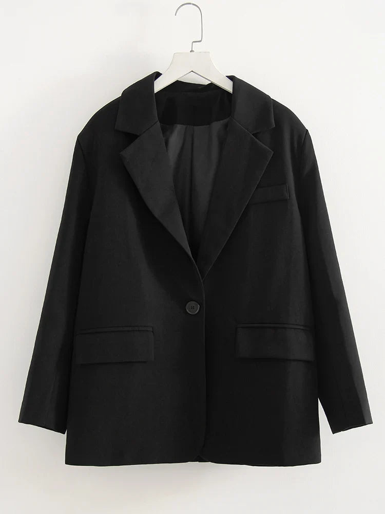 Women Blazers Grey Autumn Outerwears Office Jackets Ladies Coat Long Sleeve Pockets Black Blazers For Women Casual Long Jackets