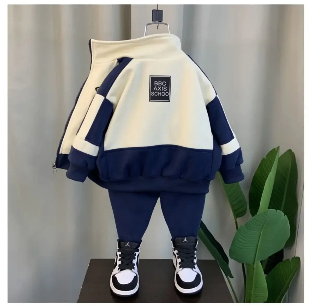 Children's Cotton Clothing Set Spring Autumn New Boys Girls Thick Casual Zipper Jackets and Pants 2-piece Set Korean Sportswear