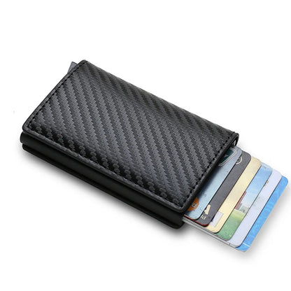 Portefeuilles pour cartes de crédit en fibre de carbone Hommes Marque RFID Noir Magique Pliable Cuir Mince Mini Portefeuille Petit Porte-monnaie Homme