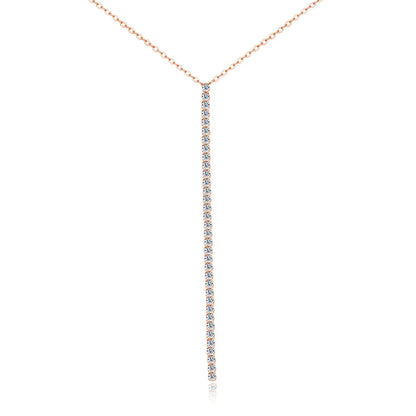 2mm Moissanite Necklaces for Women Long Bar Line Pendant Drop Y Chain Dainty Jewelry GRA s925 Sterling Silver Necklace