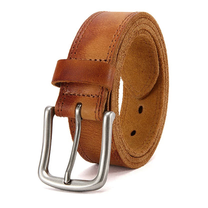 Genuine Leather For Men's High Quality Buckle Jeans Cowskin Casual Belts Business Cowboy Waistband Male Fashion Designer