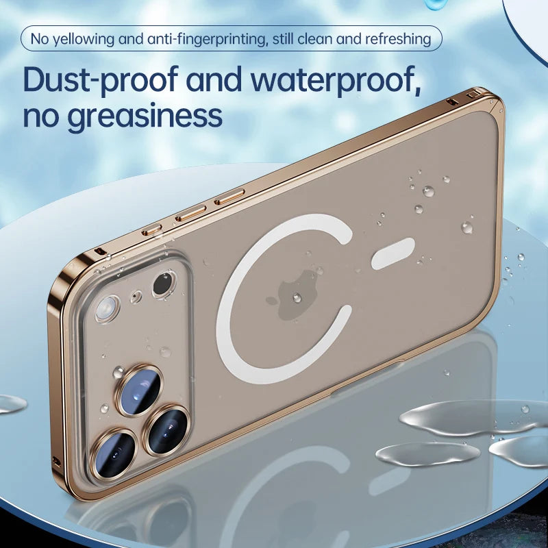 Aluminum Metal Case For iPhone 17 ProMax 16 15 14 13 12 Pro Max Plus with Magsafe Magnetic Charging Lens Glass Protector