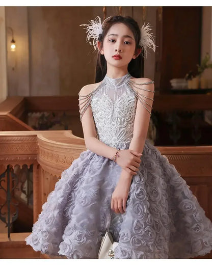 Elegant Girls Princess Dresses Birthday Party Pageant Gown Kids Costume Wedding Dress Formal Outfit Children Summer Clothes