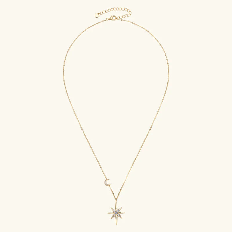 GRA Moissanite Diamond Star Moon Charm Necklaces for Women S925 Sterling Silver Chains Wedding Jewelry Gifts Collares