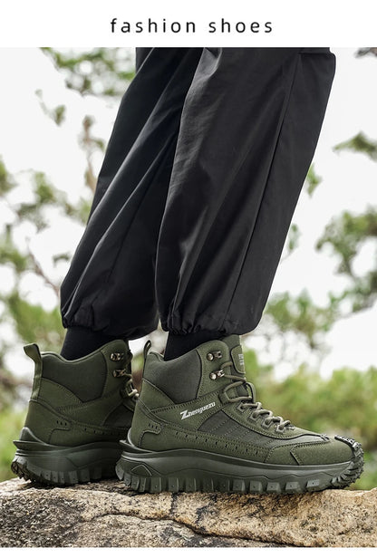 2026 New Outdoor Boots Men's High Top Thick Bottom Tactical Shoes Large Size 47 Hiking Sports Workwear Shoes 48 Casual Style