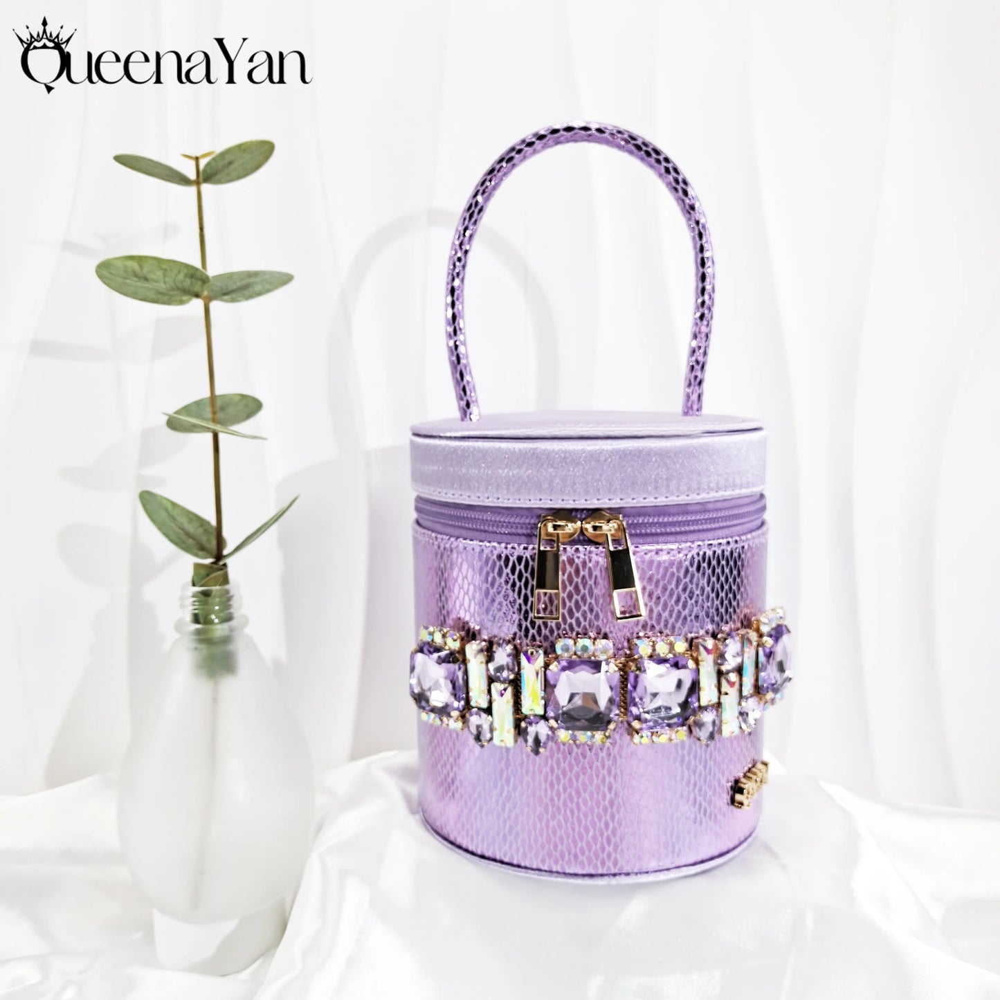 Nigerian-Inspired Rhinestone High Heels With Colourful Bucket Bag Fashionable Womens Footwear And Accessories Set