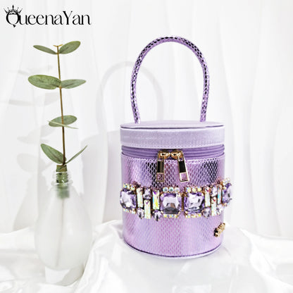 Nigerian-Inspired Rhinestone High Heels With Colourful Bucket Bag Fashionable Womens Footwear And Accessories Set