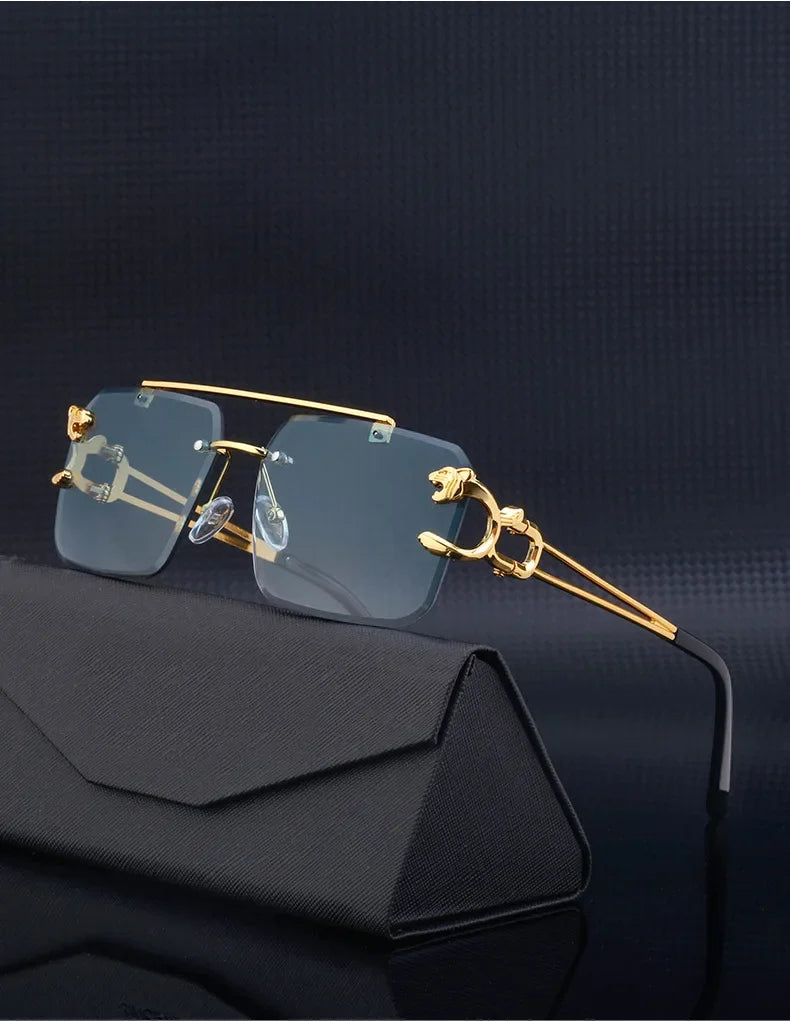 New Retro Rimless Sunglasses For Men Steampunk Sunglasses Women Punk Fashion Glasses Vintage Shades Gafas De Sol Sonnenbrill Sun