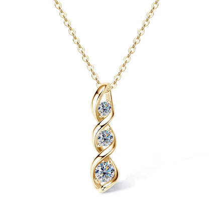 Moissanite Diamond Necklace Gift for Women 925 Sterling Silver 18K White/Yellow Gold Plated Twisted Pendant Chain