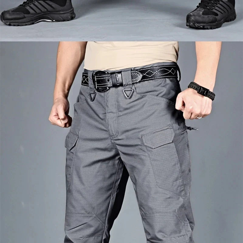 Summer Men's Tactical Cargo Pants Casual Trousers Multi-Pockets Waterproof Pants Lightweight Quick Dry Outdoor Hiking Trousers
