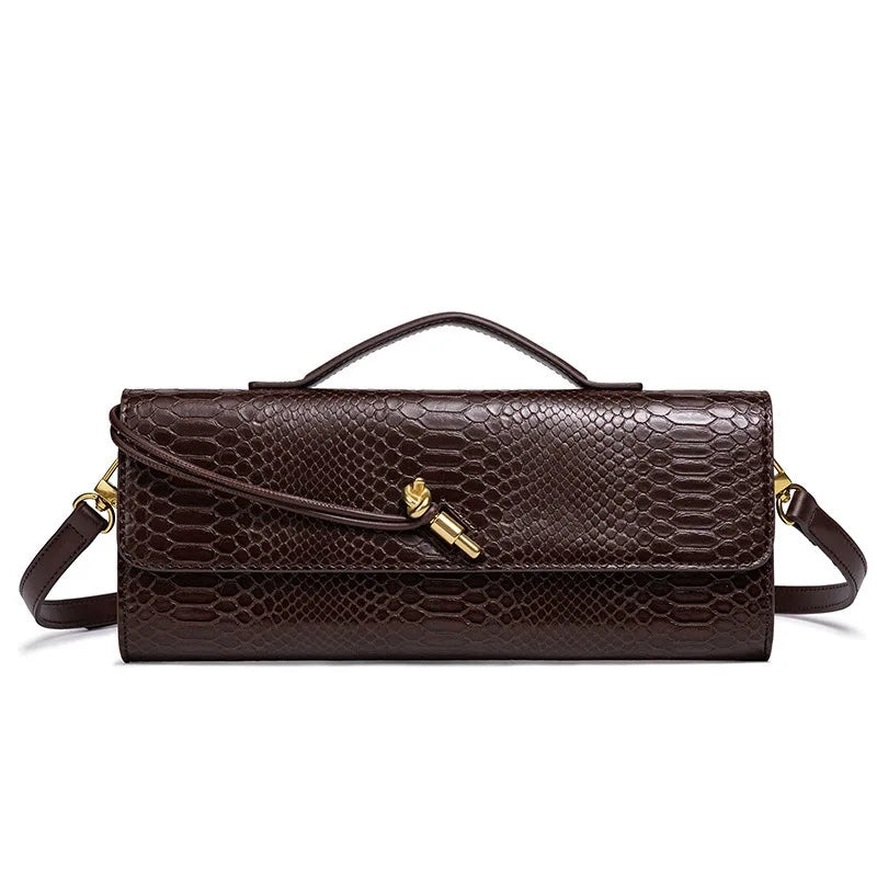 High-End Feeling Women's Trendy Crocodile Pattern Evening Bag Vintage Niche Single Shoulder Slant Cross Bag Motorcycle Equipment