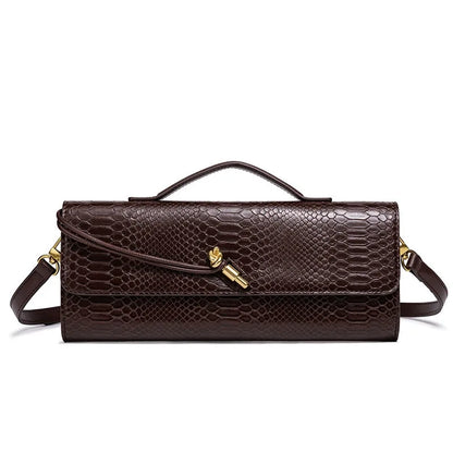 High-End Feeling Women's Trendy Crocodile Pattern Evening Bag Vintage Niche Single Shoulder Slant Cross Bag Motorcycle Equipment