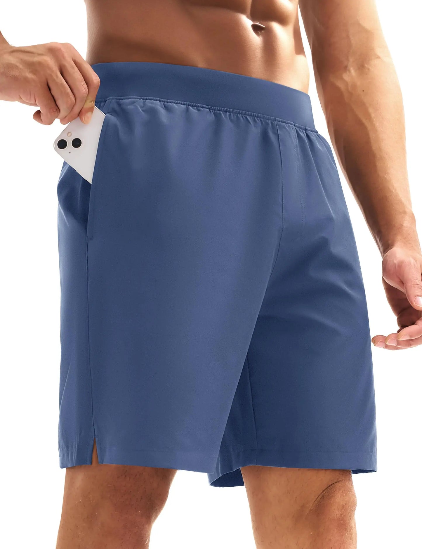 Men's UPF 50+ Athletic Running Shorts 8 inches Quick Dry Lightweight Workout Gym Sports Hiking Shorts with 3 Pockets