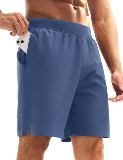 Men's UPF 50+ Athletic Running Shorts 8 inches Quick Dry Lightweight Workout Gym Sports Hiking Shorts with 3 Pockets