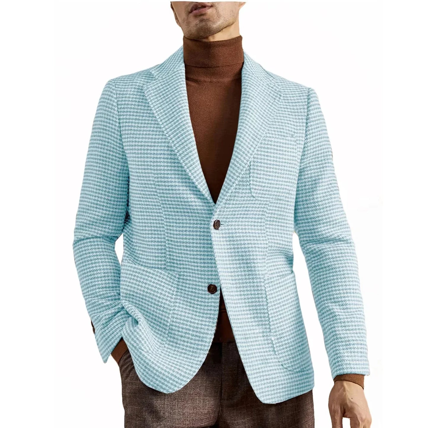 Men's Retro Suit Jacket English Style Casual Men's Large Size Jacket British Gentleman Wool Suit Trendy Tweed Houndstooth Suits