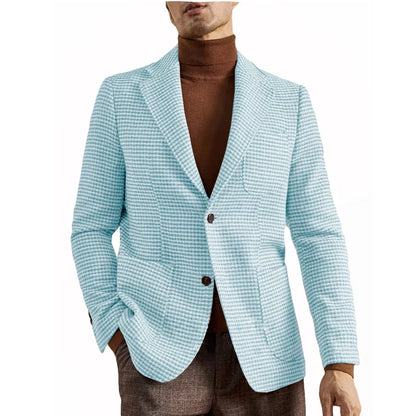 Men's Retro Suit Jacket English Style Casual Men's Large Size Jacket British Gentleman Wool Suit Trendy Tweed Houndstooth Suits