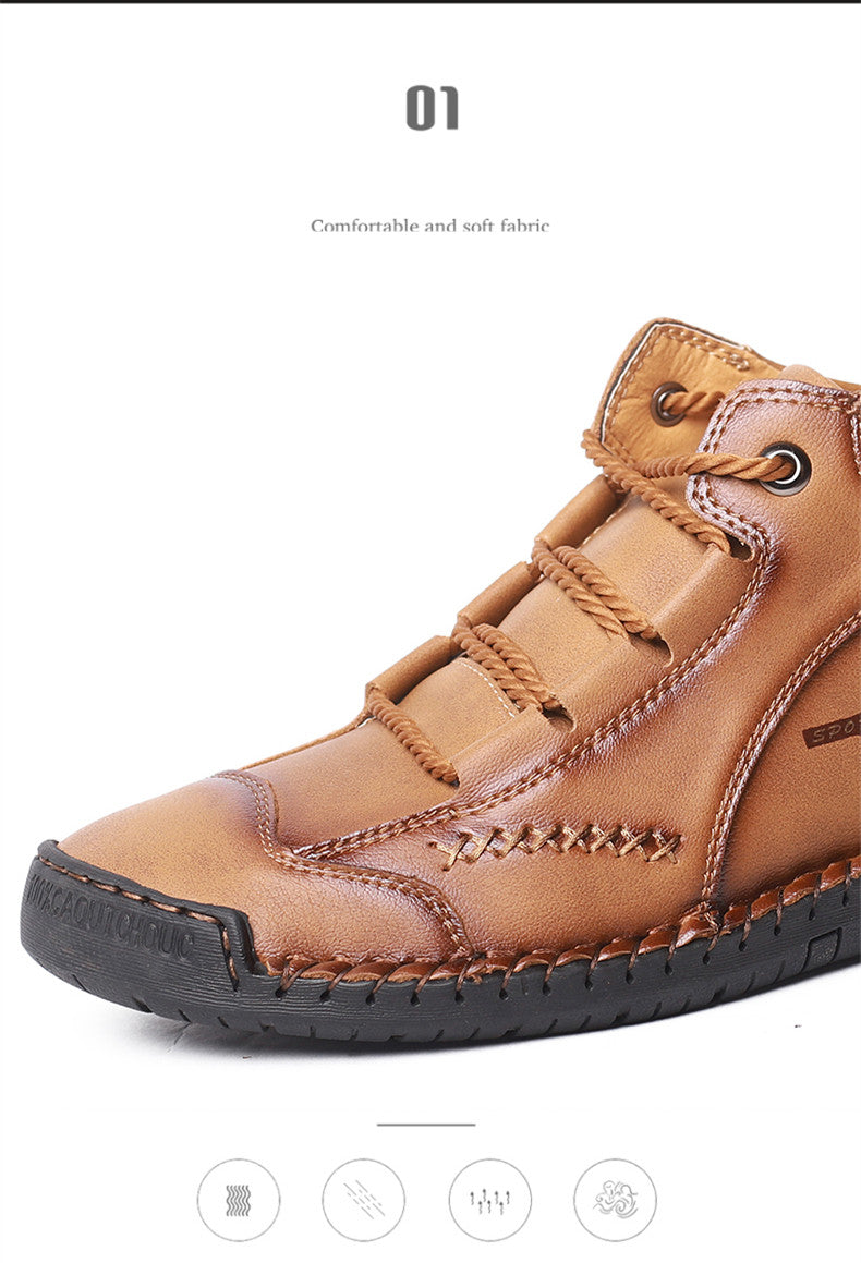 Fashion Men Ankle Boots Handmade Mens Boots Lightweight Mens Designer Boots Outdoor Sneakers Leather Work Boots Plus Size 38-48