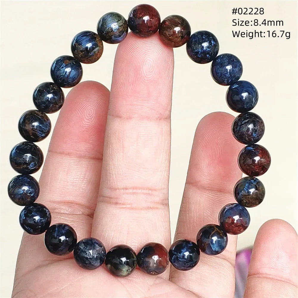 Natural Blue Pietersite Bracelet Women Men Beads Round Beads Chatoyant Cat Eye Fire Pietersite Namibia AAAAAA