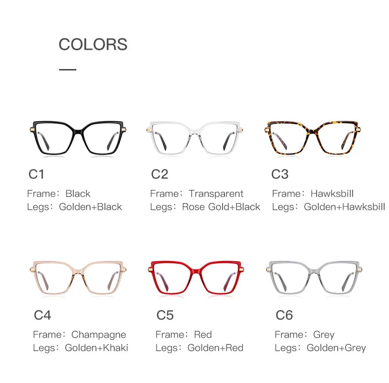 Simple Design Fashionable Large Frame Anti-Blue Light Glasses Women's Reading Glasses Customizable Prescription PFD2208