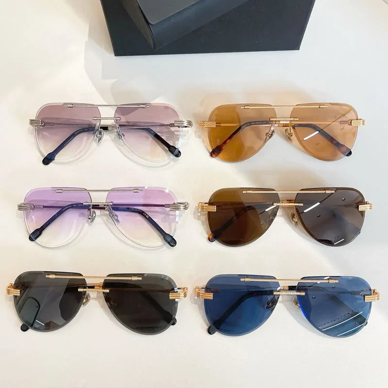 Luxury Boundless Sunglasses 50173U Oval Alloy High Street Premium Quality Premium Quality Double Bridges UV400 with Case Unisex