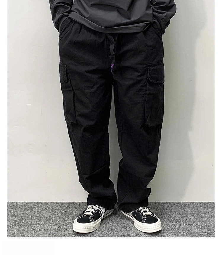 High Quality Cotton Cargo Pants Mens Clothing Plus Size Casual Pants Japanese Harajuku Casual Tactical Joggers Baggy Trousers