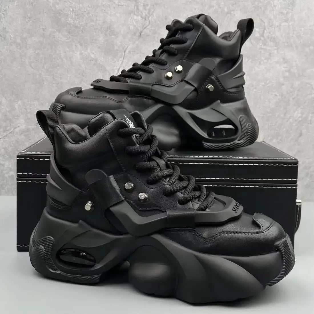 Men's Boots High Top  New Trend Wear-resistant Synthetic Leather Boots Casual Lace Up Height Increasing Fashion Boots 2025