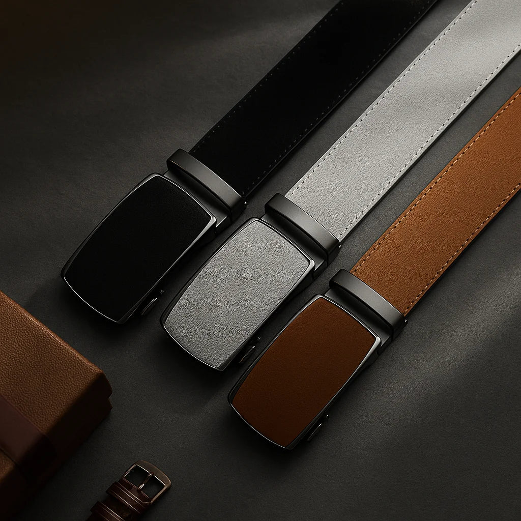 Men's Leather Belts Fashion Automatic Buckle PU Male Belts Luxury Business Designer Black Brown 115 125 135cm