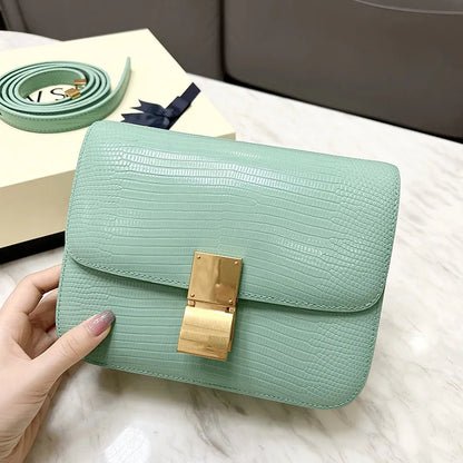 New Women Small Box Bag Single Shoulder Handbag Solid Fashion Brand Cow Split Leather Flap Tofu Bags Ladies Sling Messenger Bag