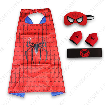 Superhero Halloween Masquerade Mask Cape Cloak Anime Spider Man Batman Cloak Action Figure Toys Cosplay Party Gift