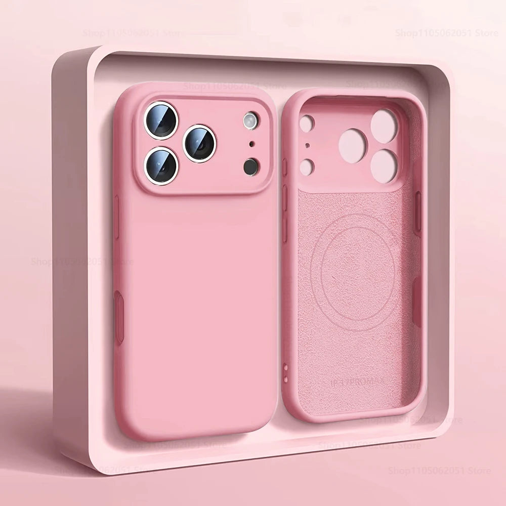 Magnetic Original Liquid Silicone Phone Case For iPhone 17 16 15 14 13 Pro Max 17Pro Air For Magsafe Wireless Cases Soft Cover