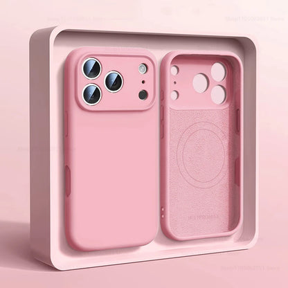 Magnetic Original Liquid Silicone Phone Case For iPhone 17 16 15 14 13 Pro Max 17Pro Air For Magsafe Wireless Cases Soft Cover