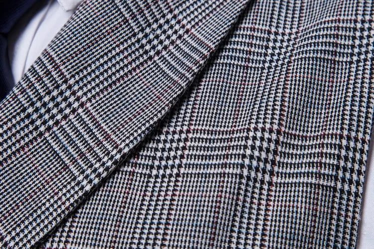 New Men's Checkered Vest, Male Casual Business Suit Vest, Plus Size British-Style  Four Seasons Double Breasted Slim Fit Vest