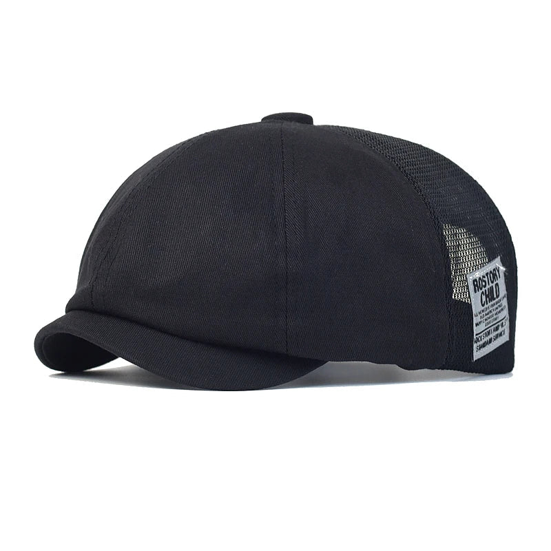 Summer Mesh Newsboy Cap Breathable Cotton Peaky Octagonal Hat Vintage Casual Cap Solid Berets Visor Gatsby Flat Ivy Hat