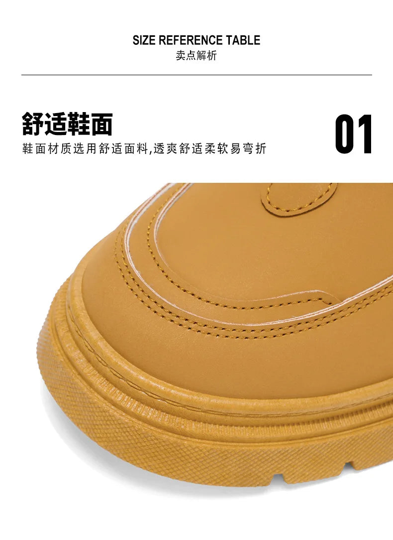 New Men's Leather Boots Brand Retro Comfortable Boots for Men 2026 Fashion High Top Non Slip Casual Shoes Business Work Shoes