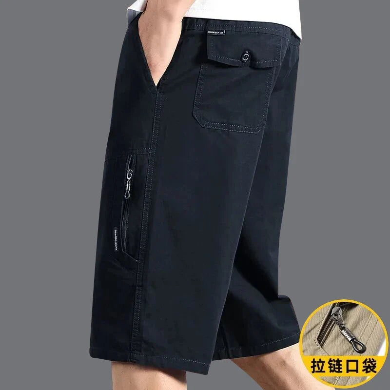 Mens Summer Cargo Shorts Light Weight Casual Sports Short Pants Cotton Hiking Running Jogger Shorts Elastic Waist