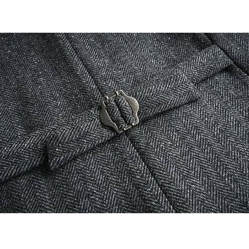 Men Suit Gray Vintage Double Breasted Blend Waistcoat For Wedding Groomsmen Banquet Men Coat