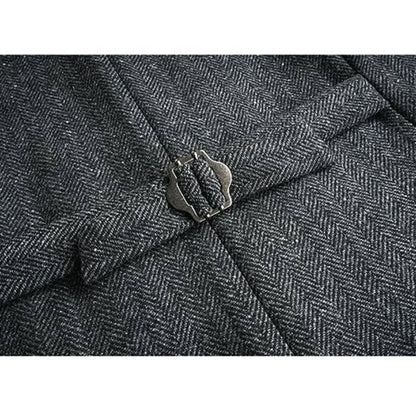 Men Suit Gray Vintage Double Breasted Blend Waistcoat For Wedding Groomsmen Banquet Men Coat