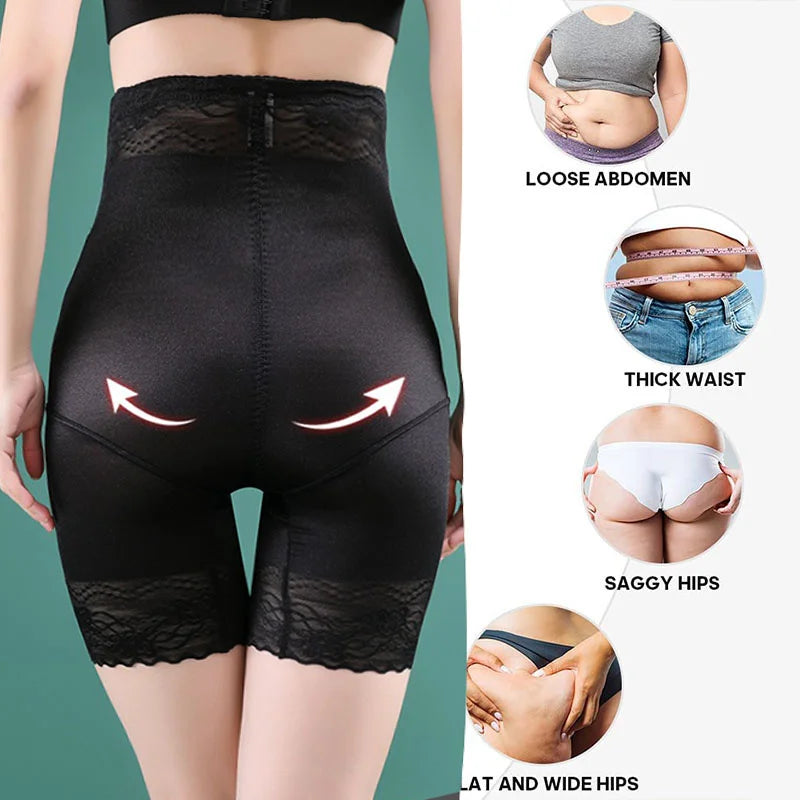 Zipper Tummy Control Panties High Waist Shapewear Brief Shorts Body Shaper Butt Lifting Silky Stretchy Fabric Seamless
