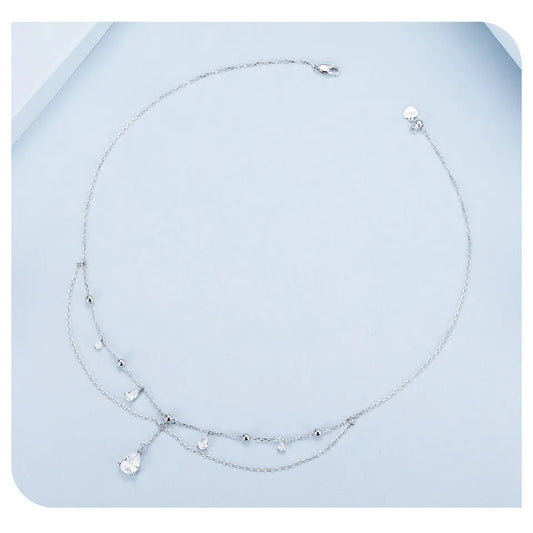 925 Sterling Silver White Gold Plated Sun and Moon Necklace Energy Pendant Neck Chain for Women Party Fine Jewelry Gift