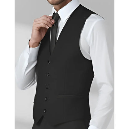 Man Waistcoat Single-breasted V-neck Male Suit Vest Simple Solid Color Comfortable Business Casual Versatile Men Vest