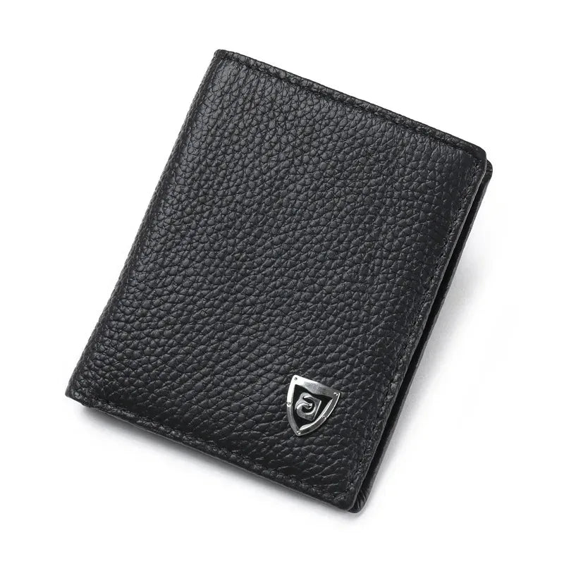 100% Genuine Leather Men Wallet Premium Product Real Cowhide Wallets For Man Short Black Credit Card Cash Receipt Holder Purse